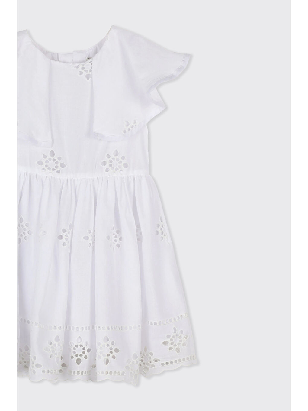 Kız Bebek Yaka Detaylı Fisto Beyaz Elbise-2