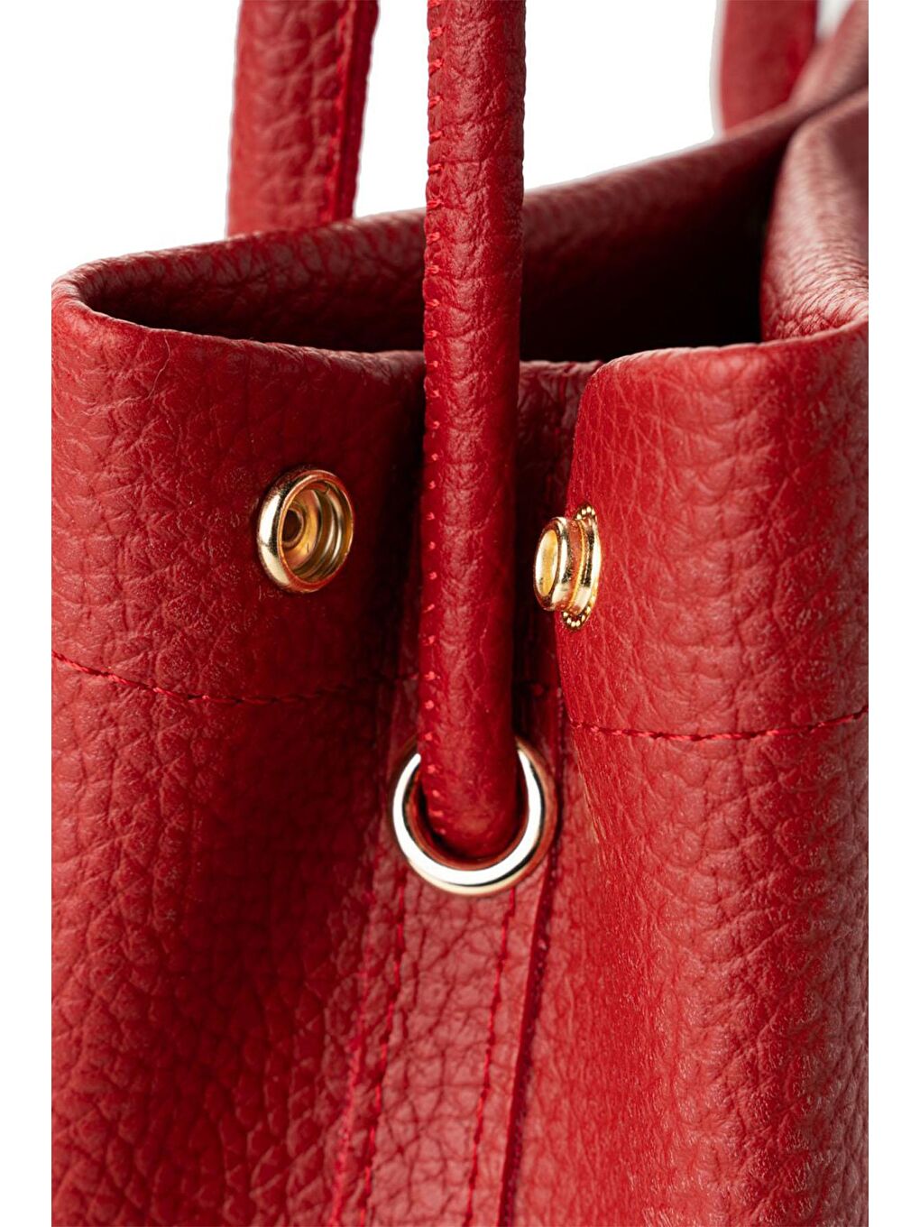 Kırmızı Kadın Suni Deri El ve Omuz Çantası-5