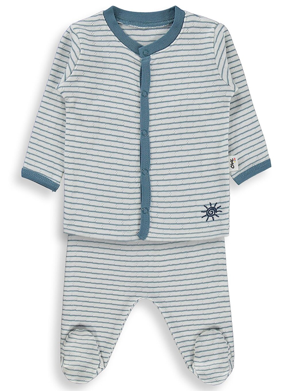Baby Çizgili 1-9 Ay Pijama Takımı - Ekru