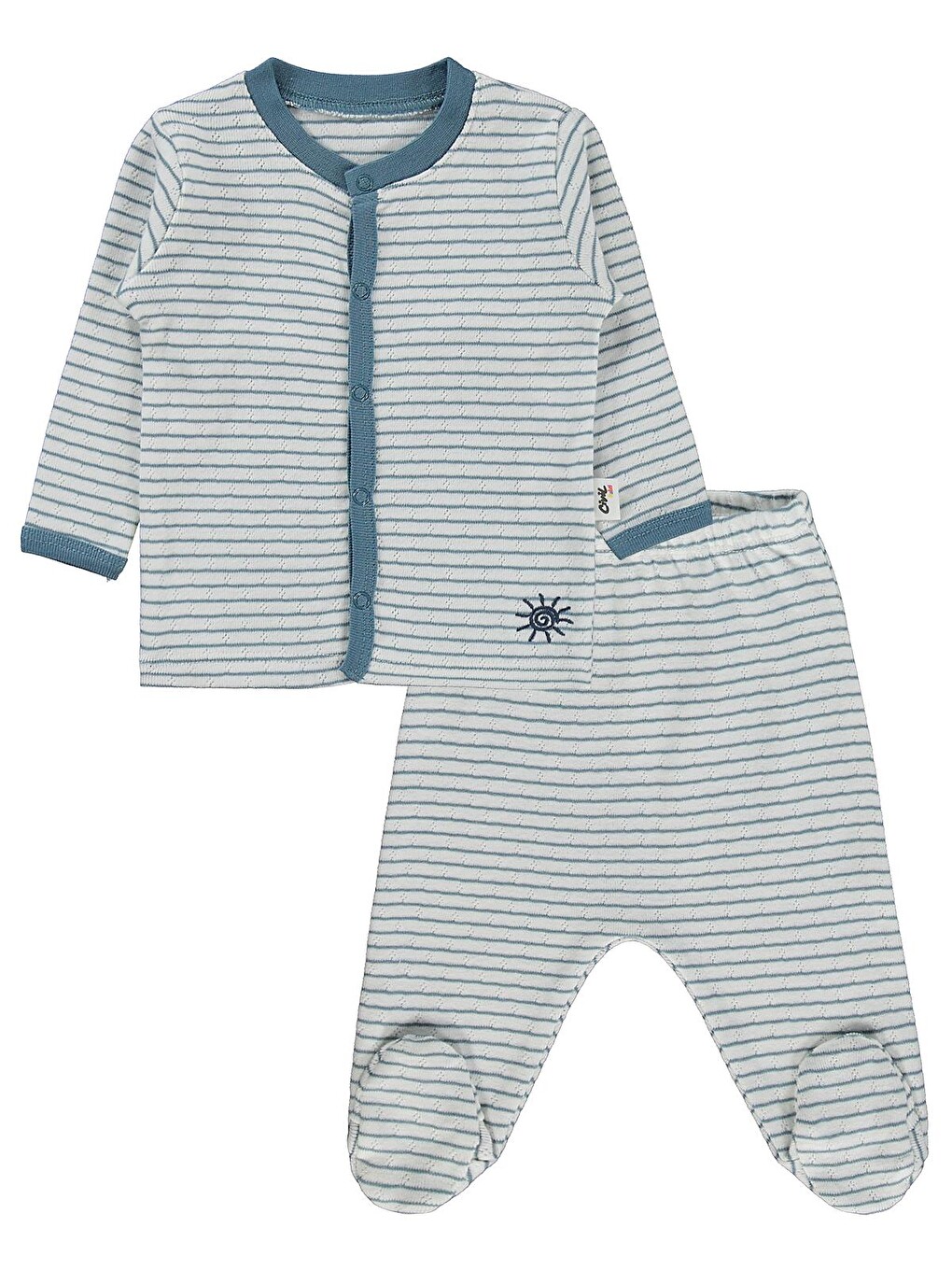 Baby Çizgili 1-9 Ay Pijama Takımı - Ekru-3
