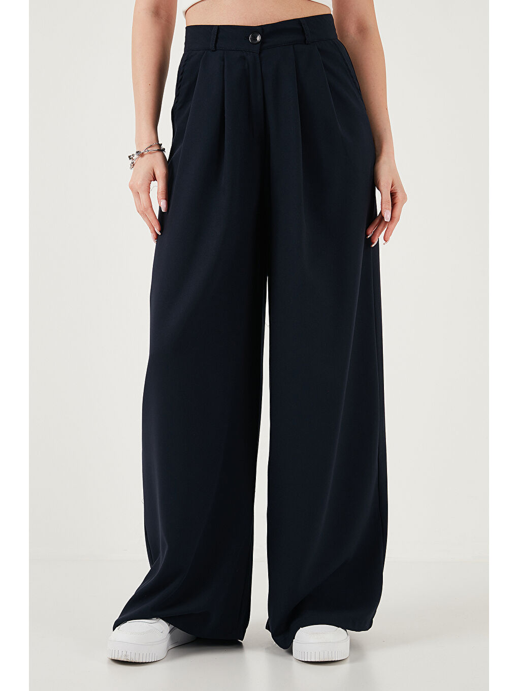 Lacivert Wide Leg Yüksek Bel Geniş Paça Palazzo Pantolon 5866290-1