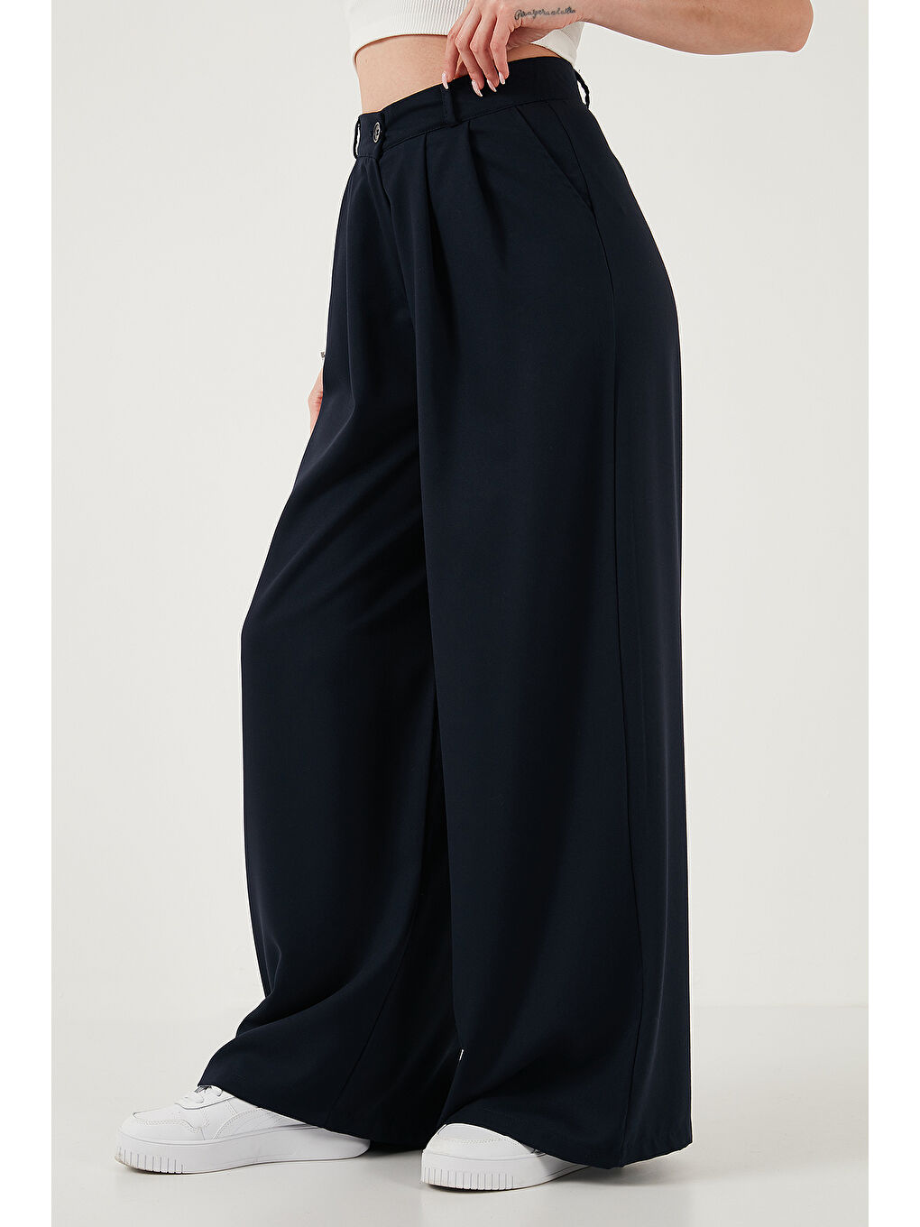 Lacivert Wide Leg Yüksek Bel Geniş Paça Palazzo Pantolon 5866290-3