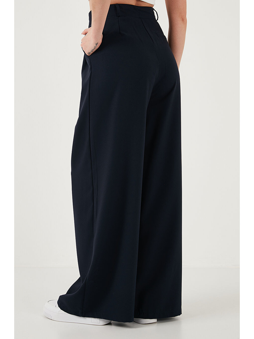 Lacivert Wide Leg Yüksek Bel Geniş Paça Palazzo Pantolon 5866290-6