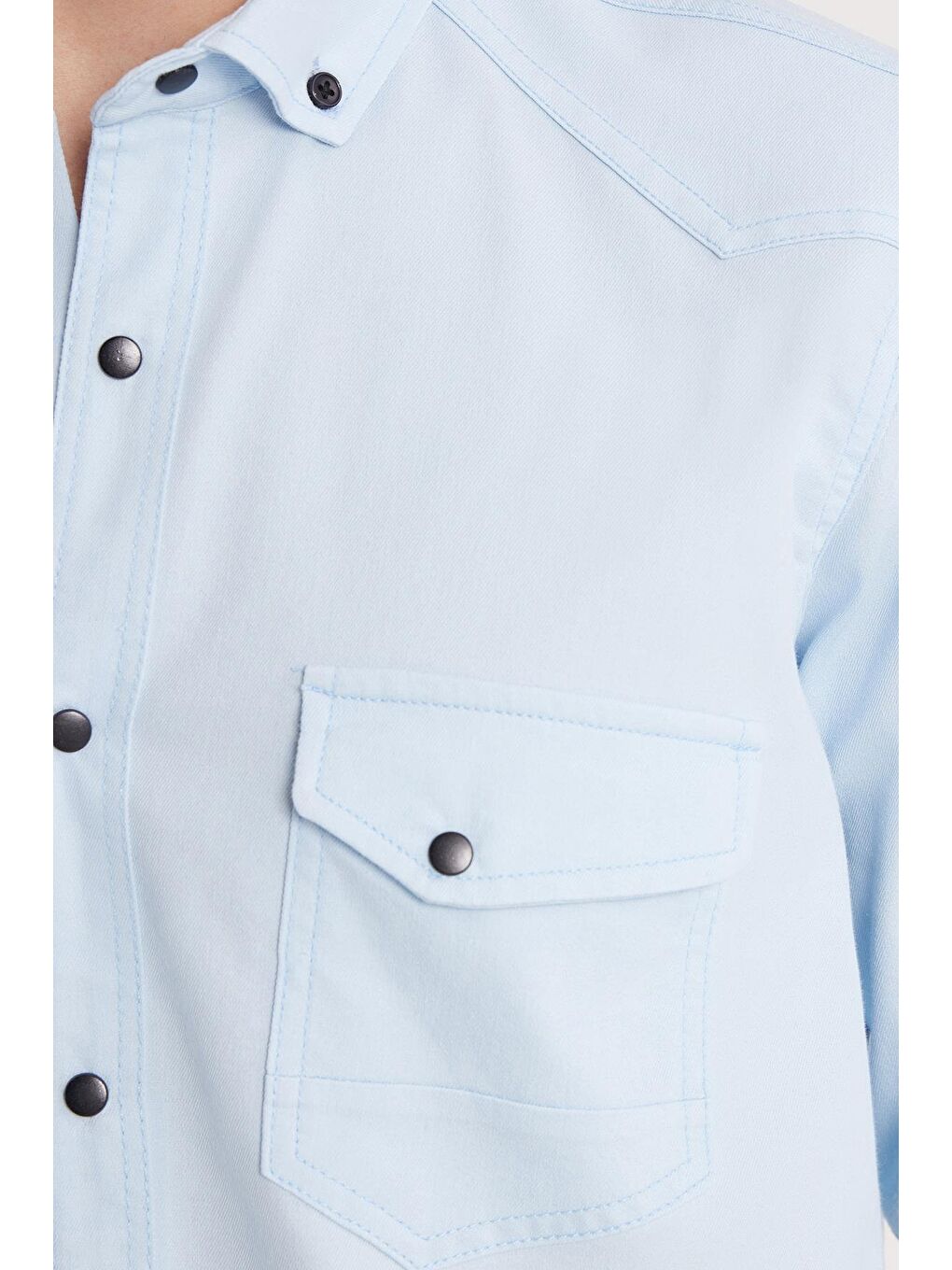 Mavi Regular Fit Rahat Kesim Çift Cepli Spor Yaka Denim Gömlek-2
