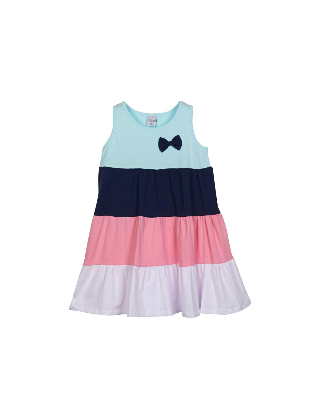 Uçuk Turkuaz Renkli Kat Kat Kız Çocuk Askılı Elbise