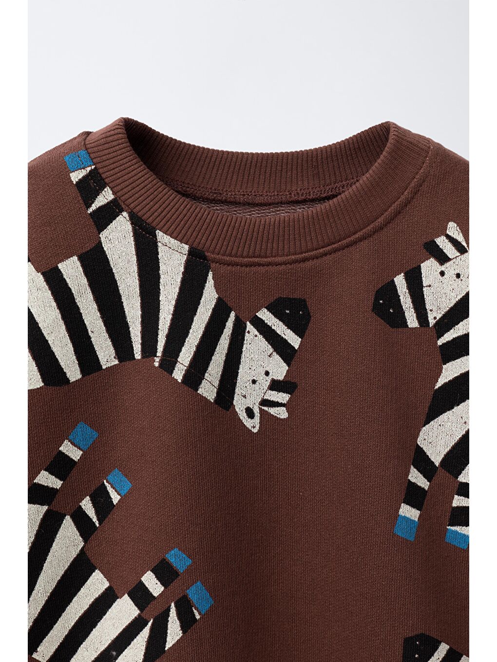 Erkek Çocuk Pamuklu Kahverengi Zebra Desenli Sweatshirt Ve Eşofman Altı Takım – Günlük Rahat Kombin-4