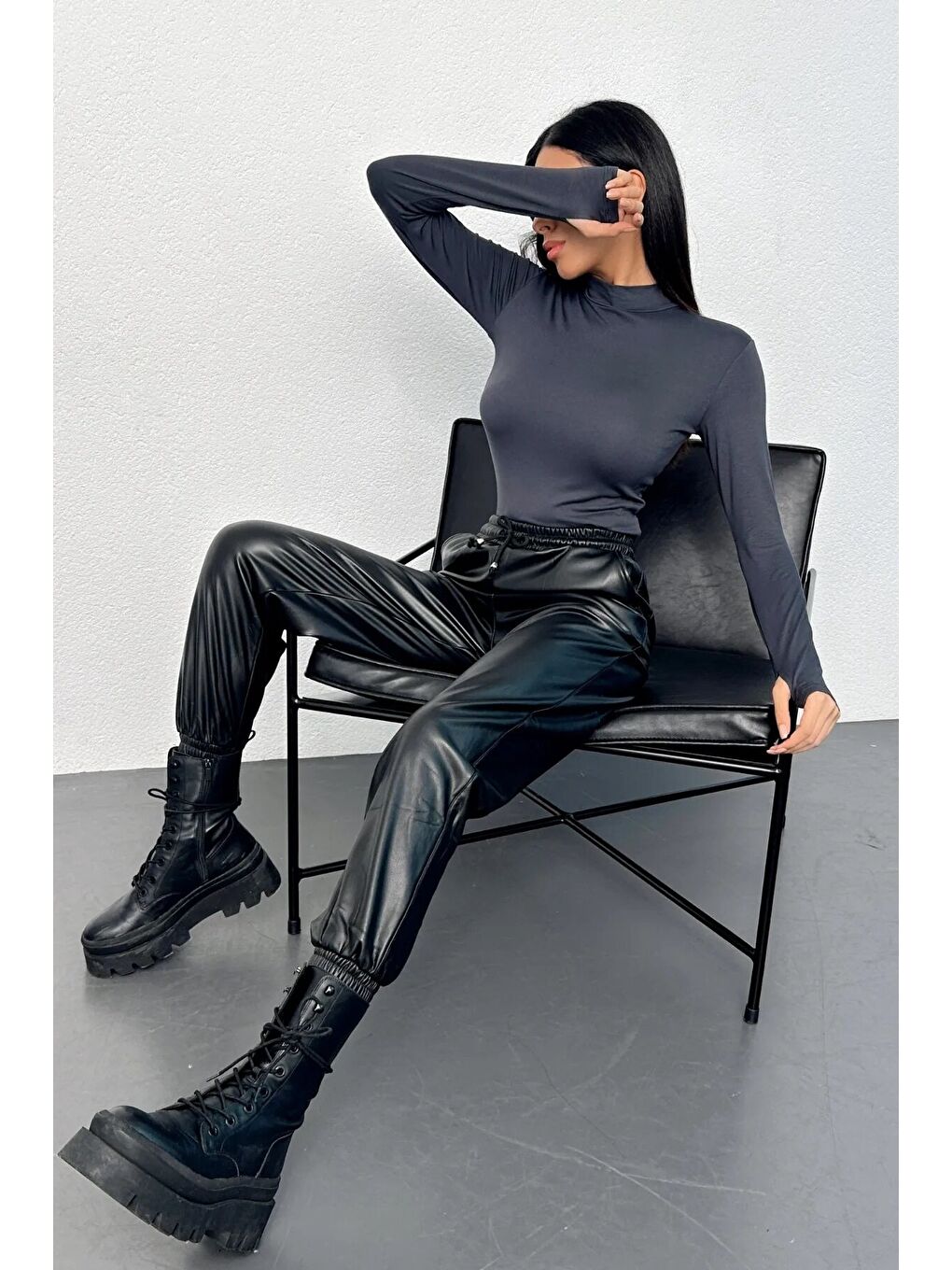 Karışık Kadın Bordo Antrasit 2'li Parmak Detaylı Body-1