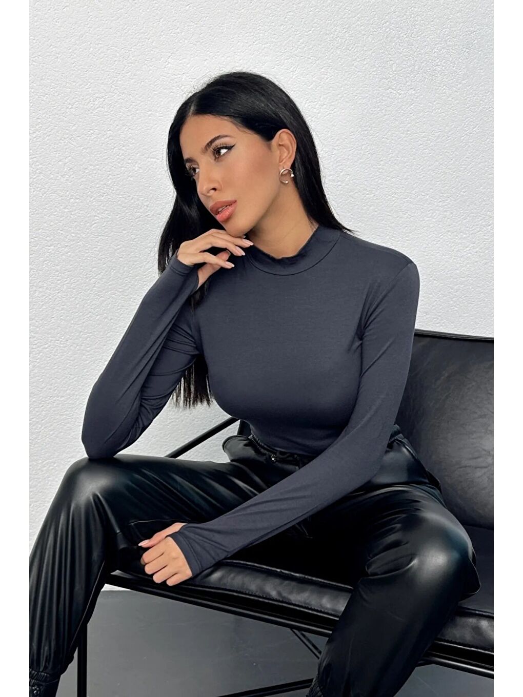 Karışık Kadın Bordo Antrasit 2'li Parmak Detaylı Body-2