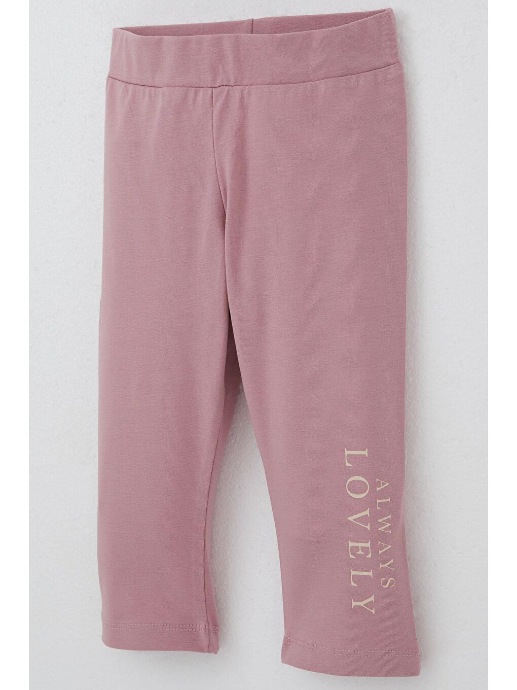 Kız Çocuk Kapri Taytlı Takım Sevgi Temalı Çiçek Baskılı Bej (3-4 Yaş)-9