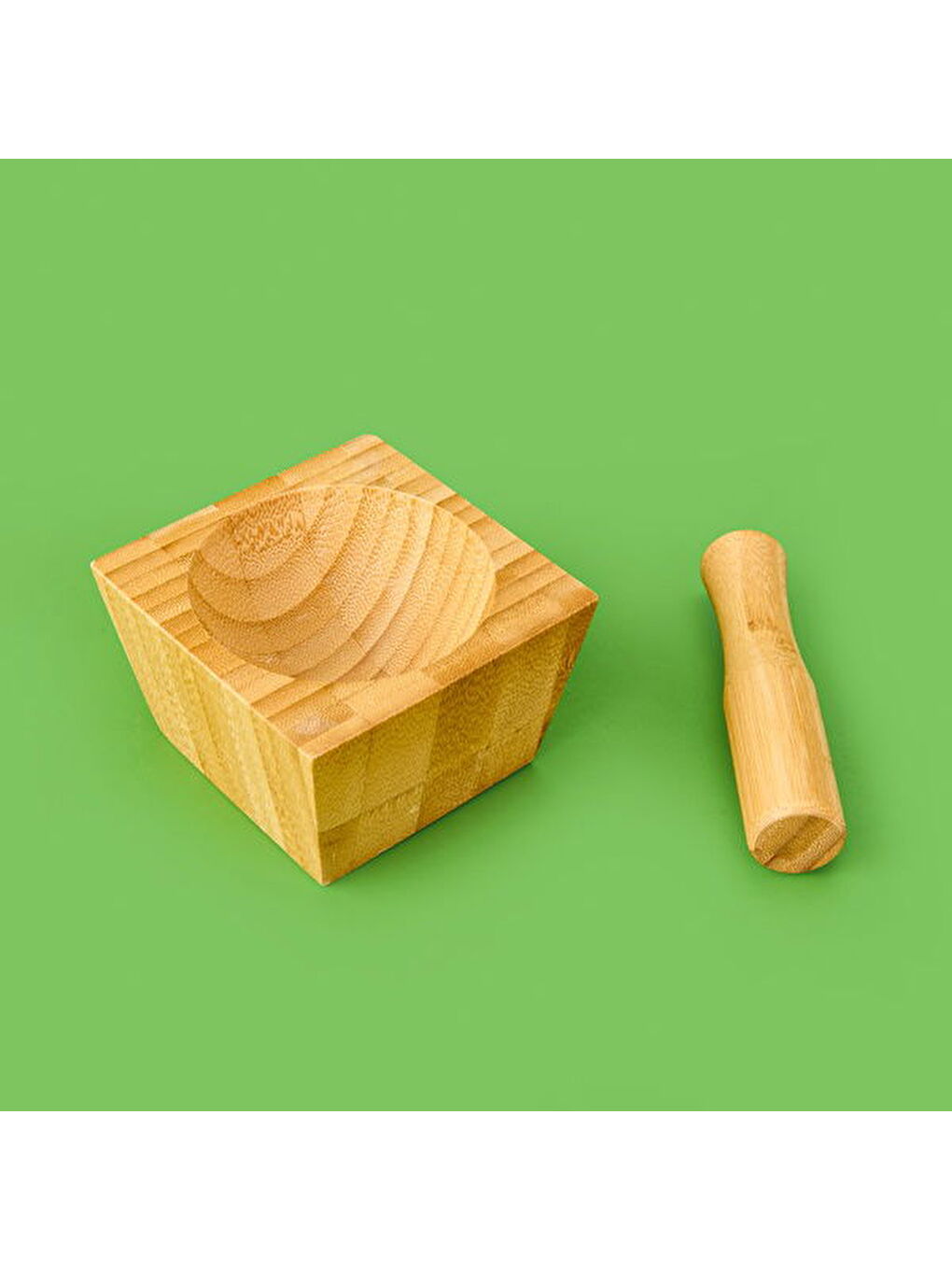 Bambu Kare Havan - Açık Kahverengi - 7x10x10 cm-1