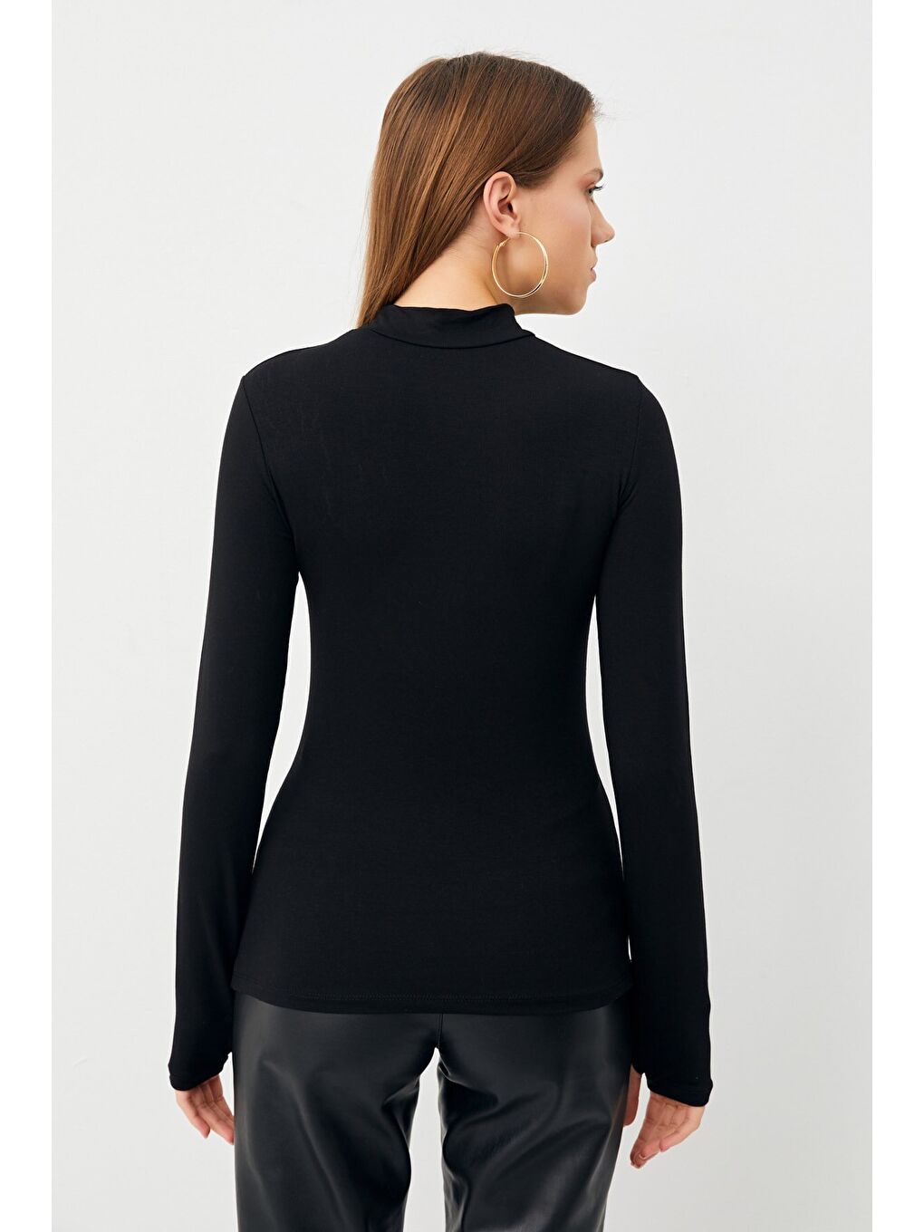 Kadın Yağ Yeşili Siyah 2'li Parmak Detaylı Body-5