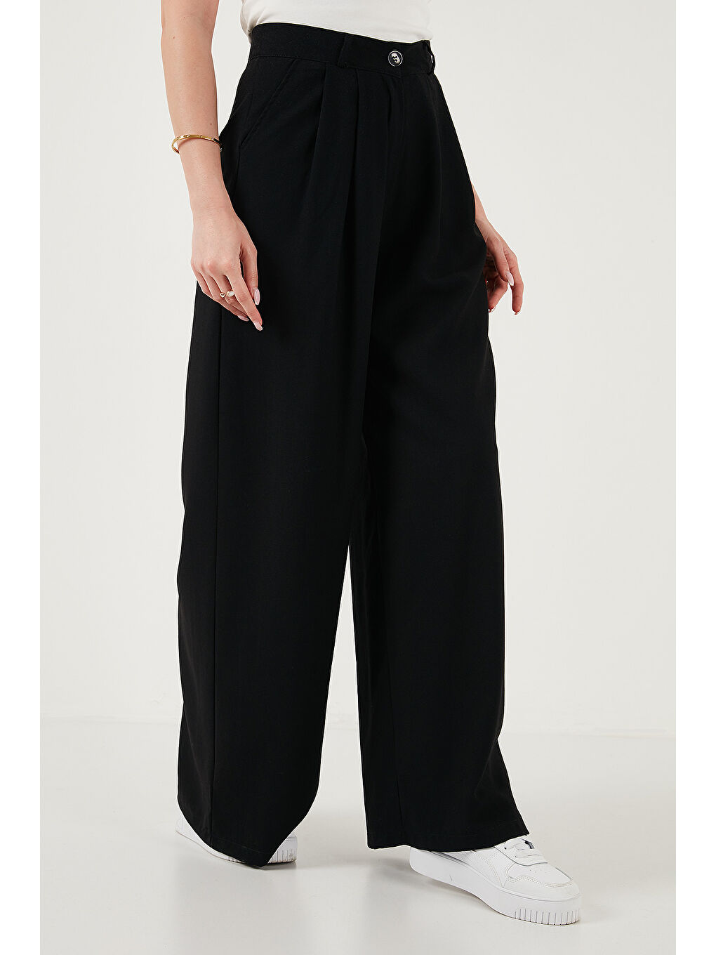 Siyah Wide Leg Yüksek Bel Geniş Paça Palazzo Pantolon 5866290-2