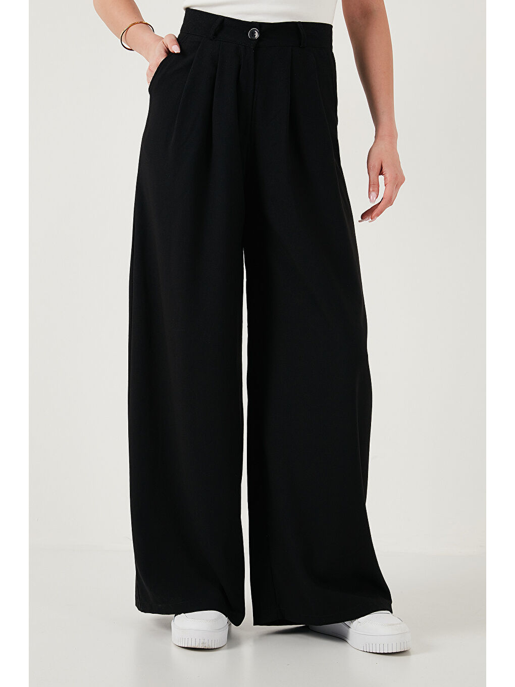 Siyah Wide Leg Yüksek Bel Geniş Paça Palazzo Pantolon 5866290-3