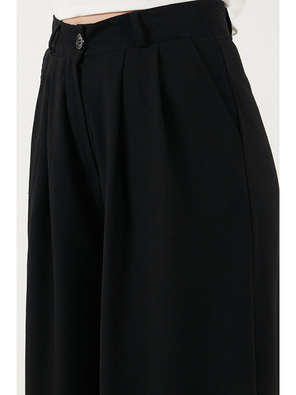 Siyah Wide Leg Yüksek Bel Geniş Paça Palazzo Pantolon 5866290-5
