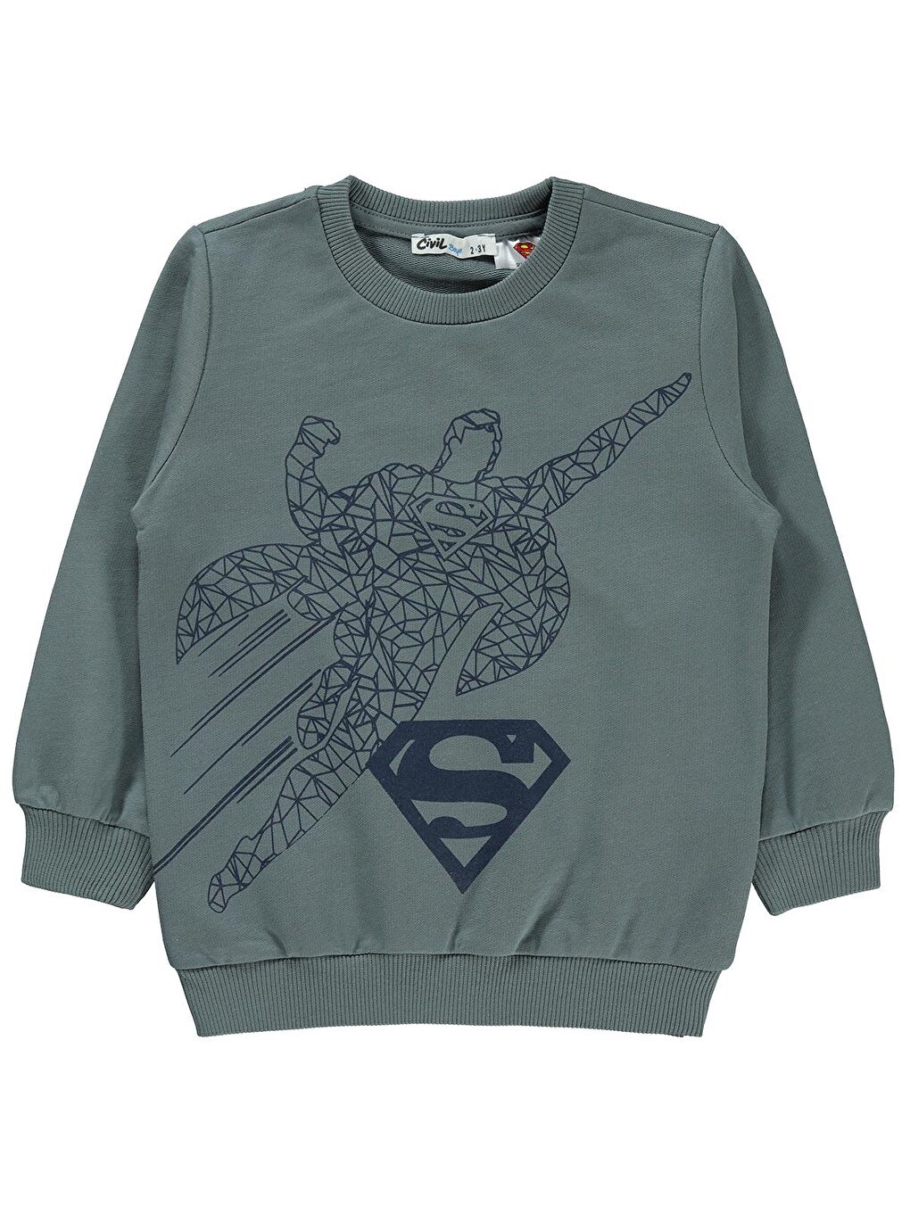 Civil Gri Superman Erkek Çocuk Sweatshirt 2-5 Yaş Gri