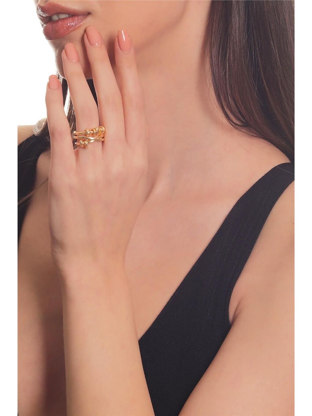 Sarı Kadın Lak Kaplama Dolama Model Ayarlanabilir Stres Yüzük-1