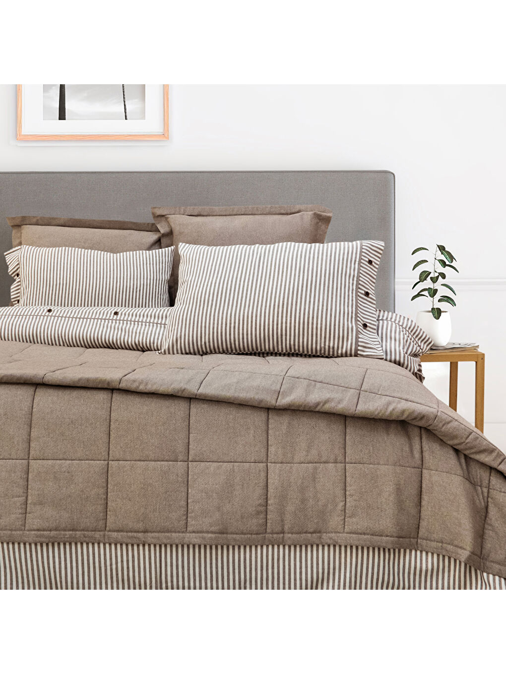 Home Loria Yatak Örtüsü Nevresim Seti 7 Parça-Bej-3