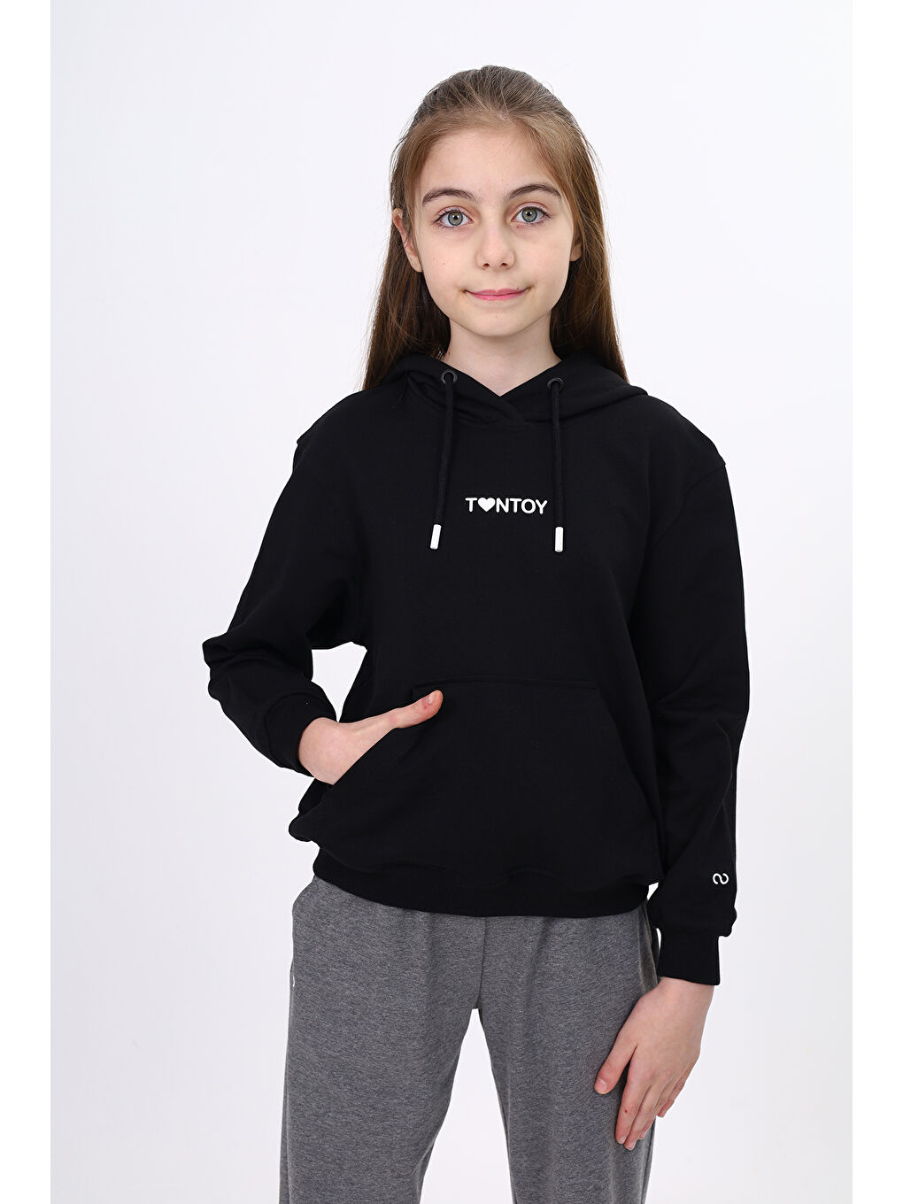 Toontoykids Siyah Kız Çocuk Baskılı Sweatshirt