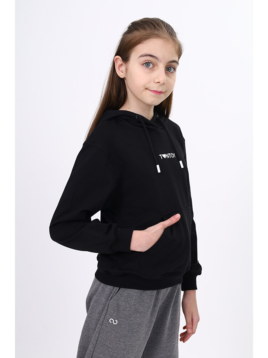 Toontoykids Siyah Kız Çocuk Baskılı Sweatshirt - 1