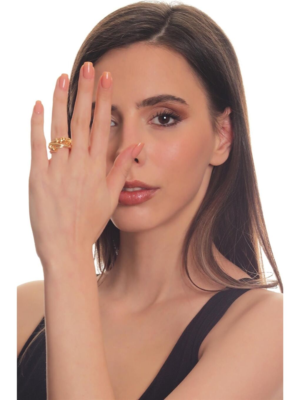 Sarı Kadın Lak Kaplama Dolama Model Ayarlanabilir Stres Yüzük-2