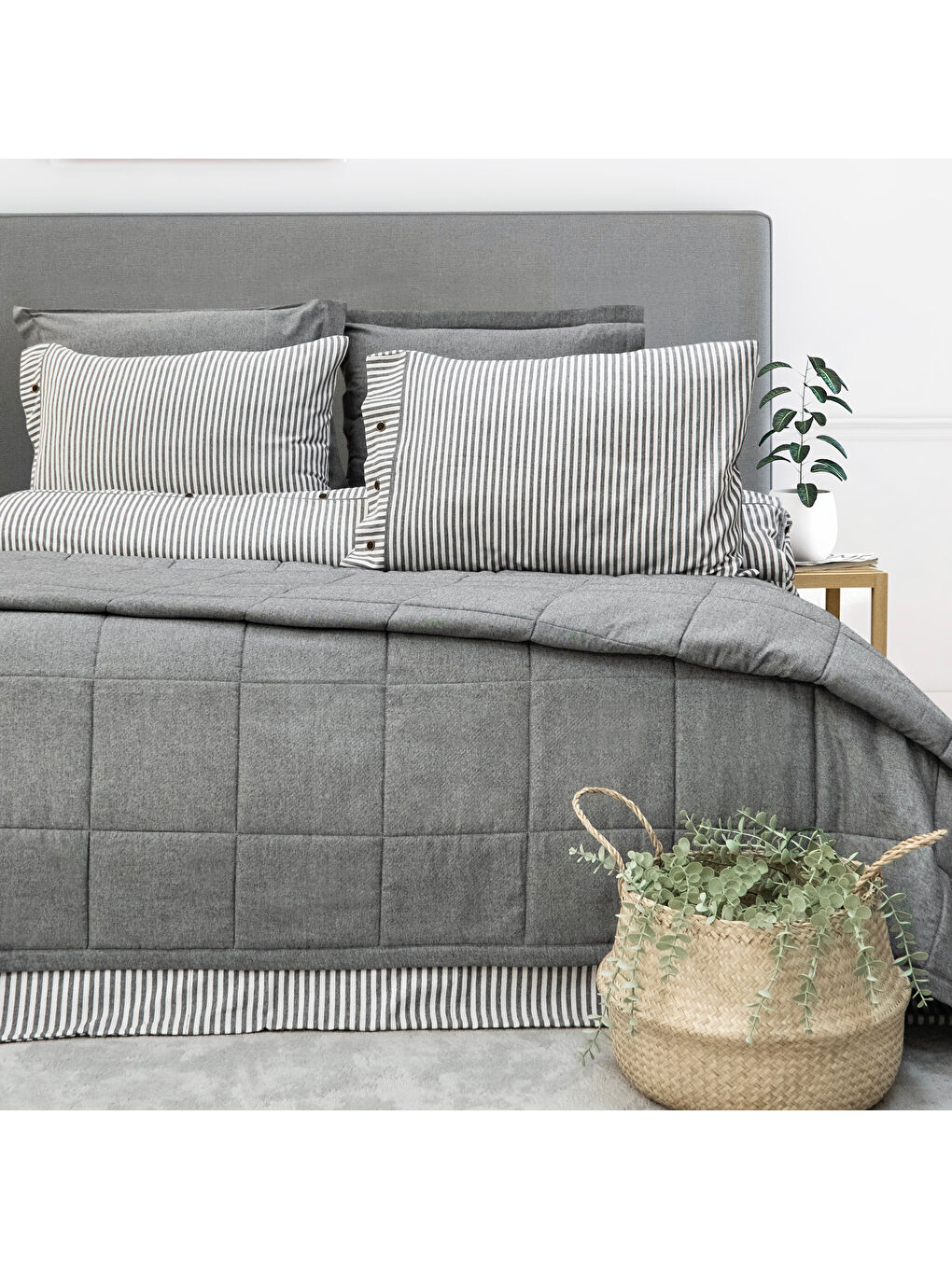 Home Loria Yatak Örtüsü Nevresim Seti 7 Parça-Antrasit-3