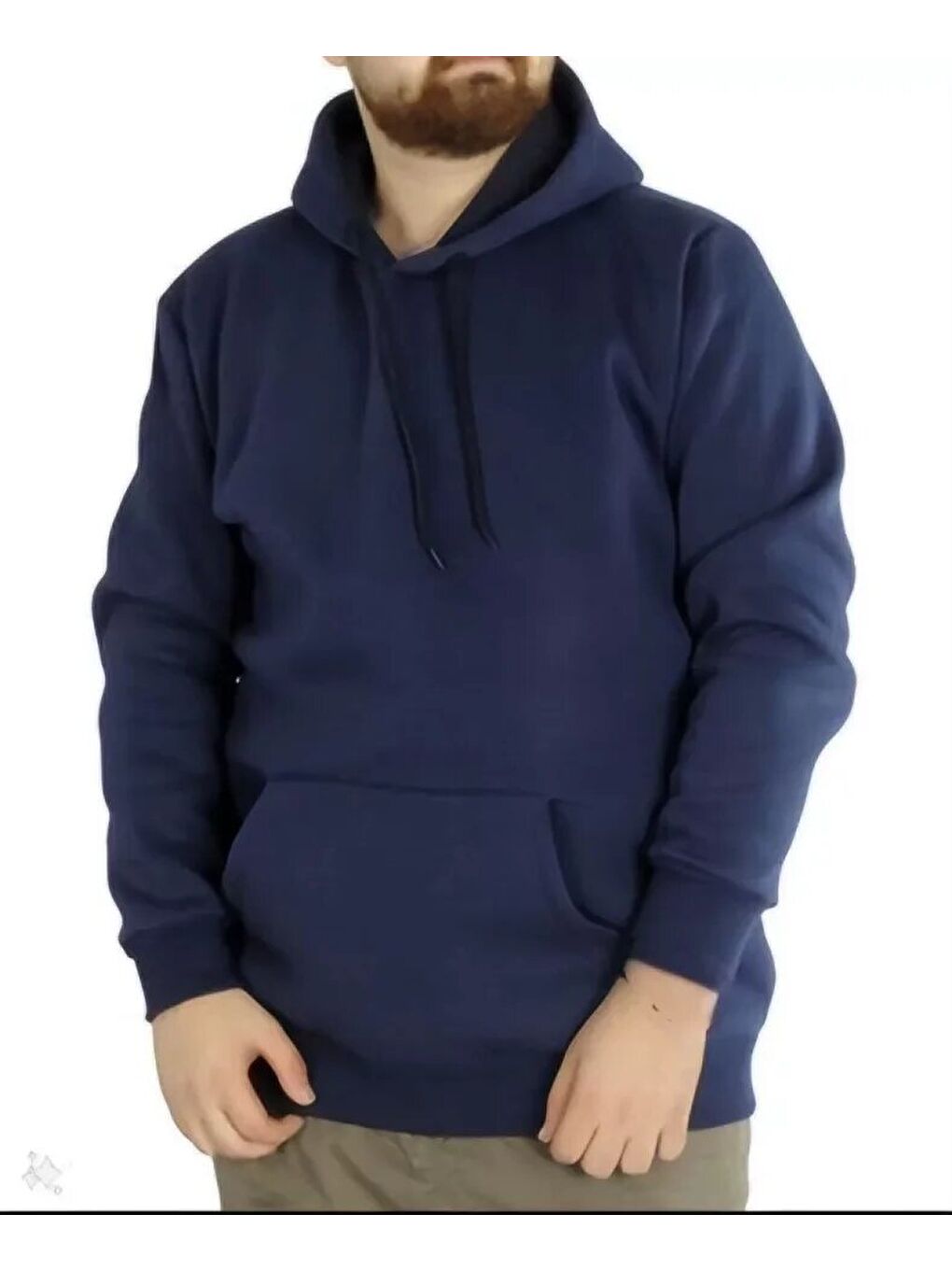 Erkek Uzun Kol Kapüşonlu Basic Sweatshirt Hoodie - Lacivert