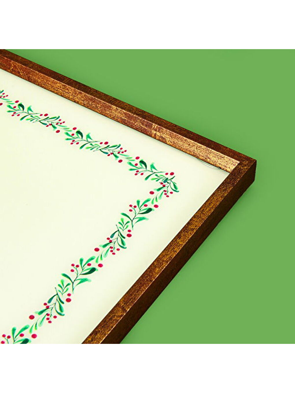 Karışık Deco Dantel Desenli Dekoratif Tepsi - Yeşil / Krem - 28,5x41 cm-2