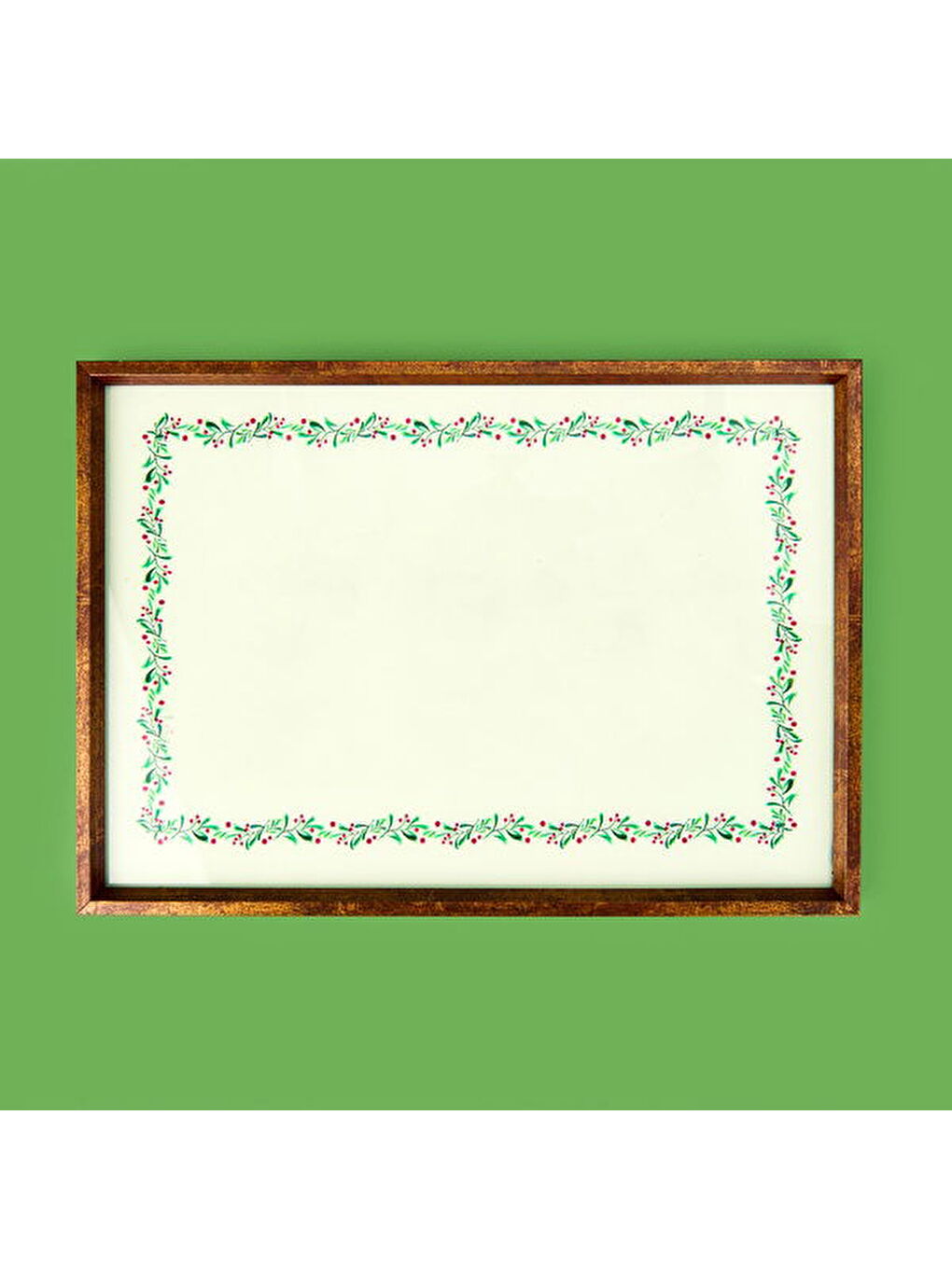 Karışık Deco Dantel Desenli Dekoratif Tepsi - Yeşil / Krem - 28,5x41 cm-3