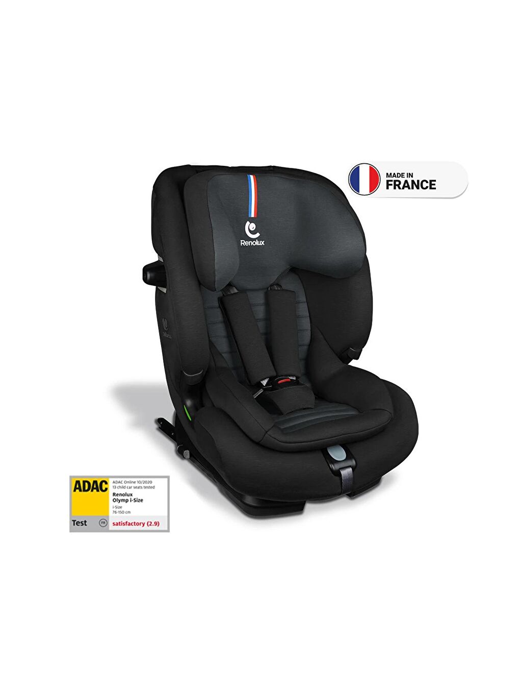 Renolux Siyah Olymp I-Size Softness Isofix 76-150 cm (9-36 Kg) Oto Koltuğu Siyah