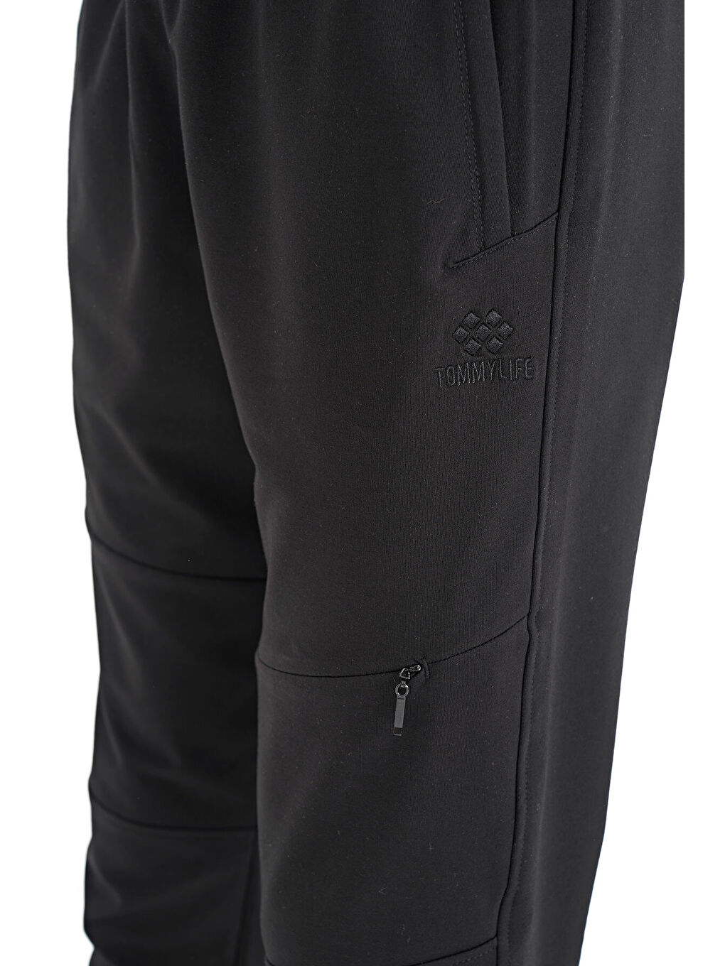 Siyah Gizli Diz Cep Detaylı Standart Kalıp  Joger Eşofman Alt - 84958-4