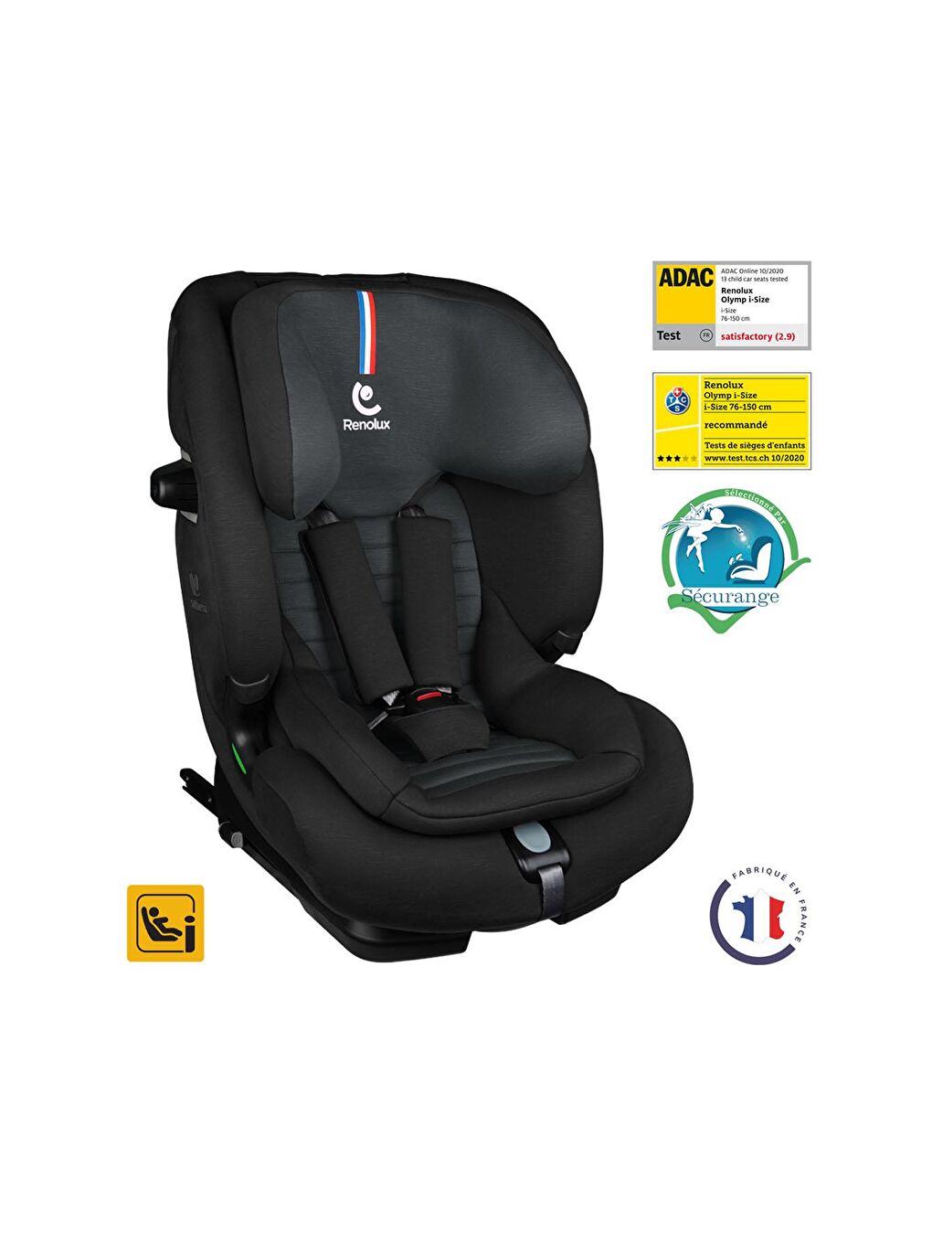 Renolux Siyah Olymp I-Size Softness Isofix 76-150 cm (9-36 Kg) Oto Koltuğu Siyah - 2