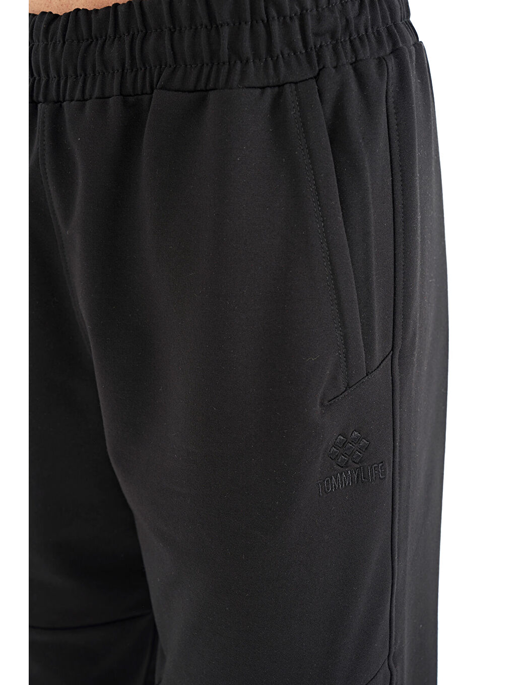 Siyah Gizli Diz Cep Detaylı Standart Kalıp  Joger Eşofman Alt - 84958-6