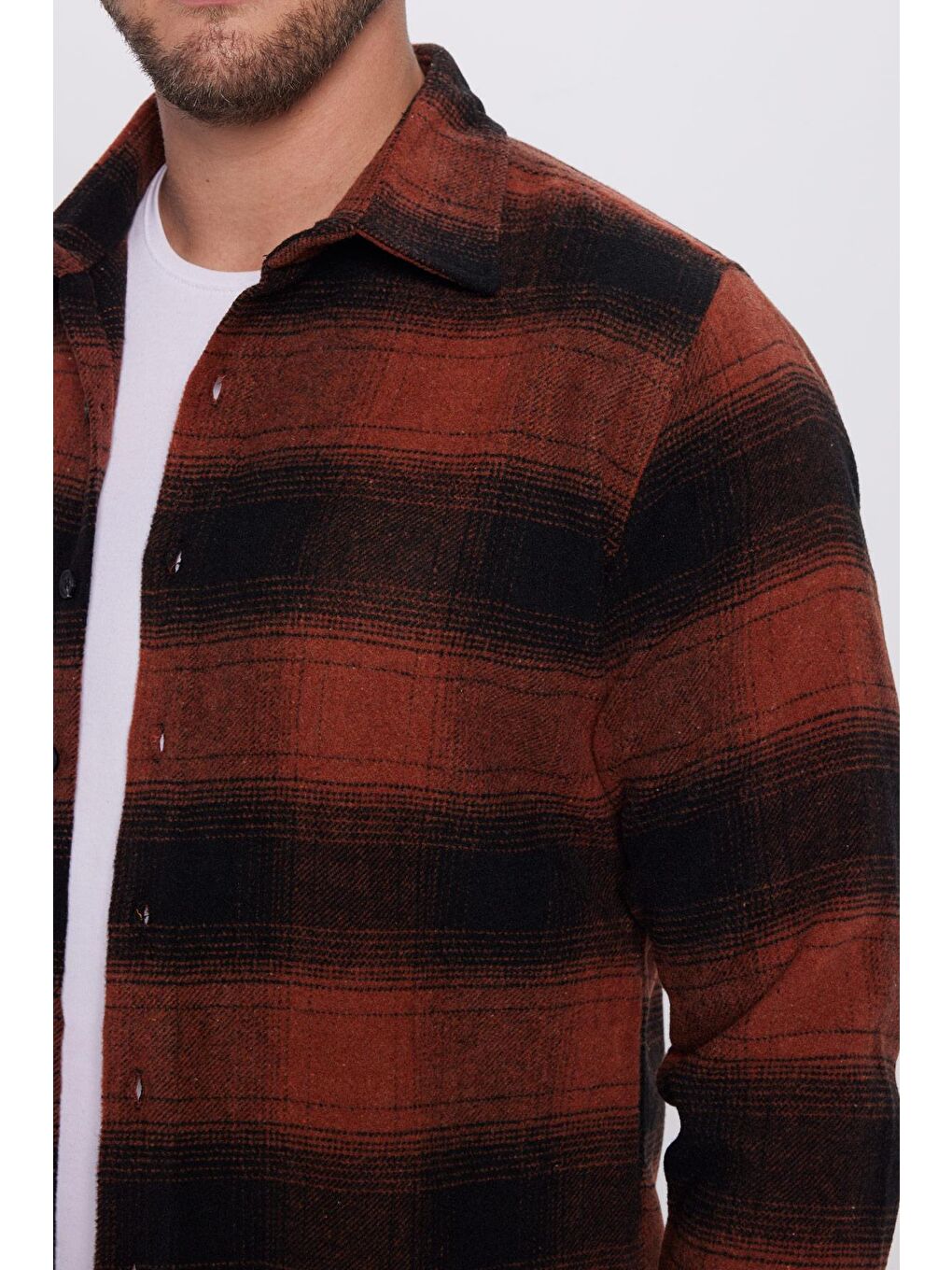 Karışık Erkek Slim Fit Dar Kesim Oduncu Kareli Kışlık Gömlek-3