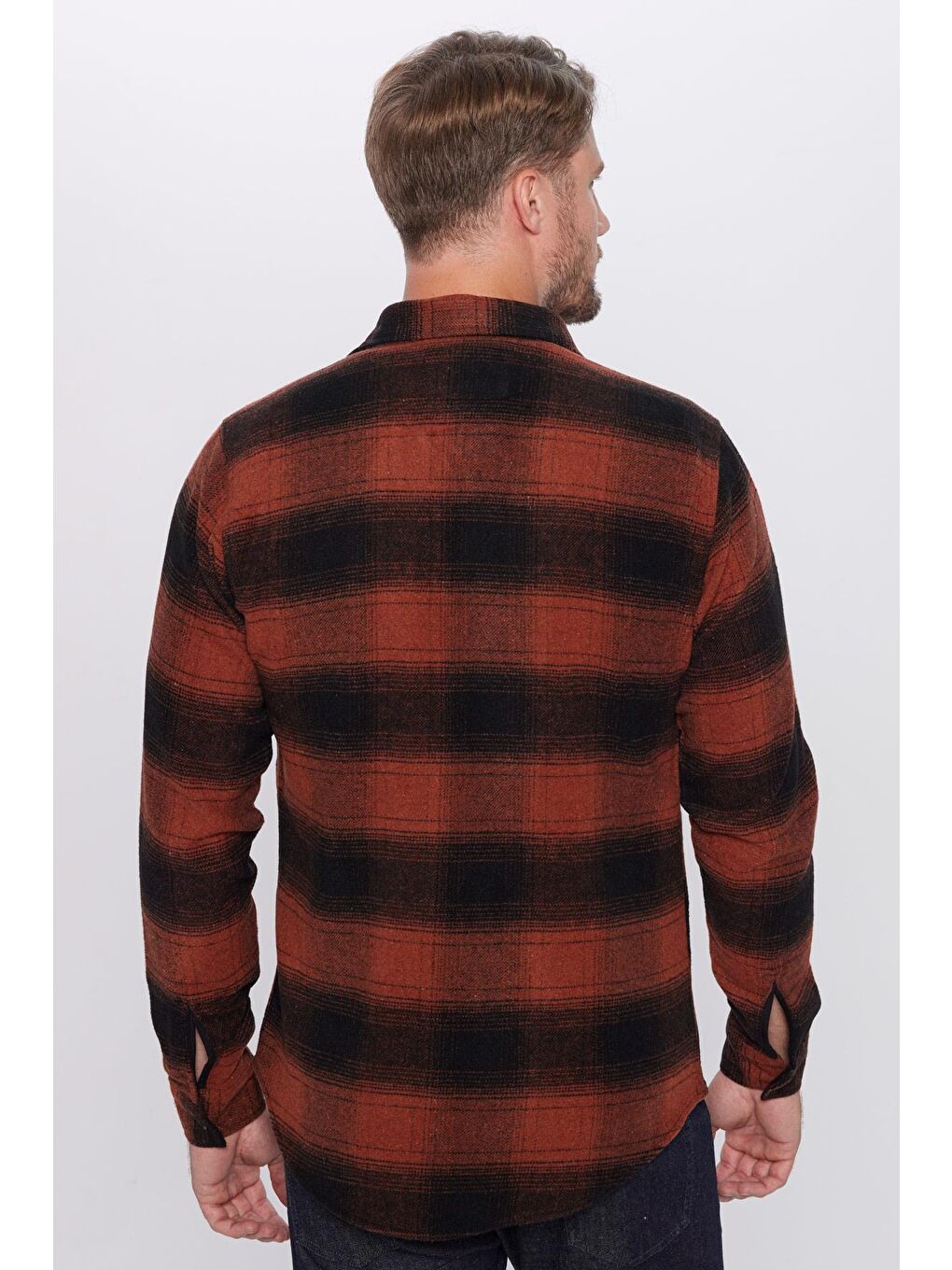 Karışık Erkek Slim Fit Dar Kesim Oduncu Kareli Kışlık Gömlek-4