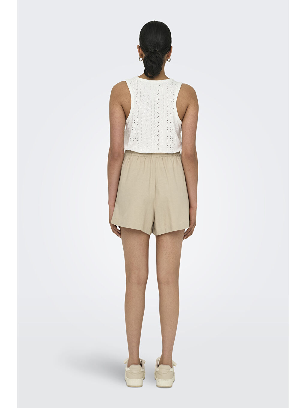 Bej Onljakiri Keten Karışımlı Comfort Fit Belden Bağlamalı Short 15346498-3