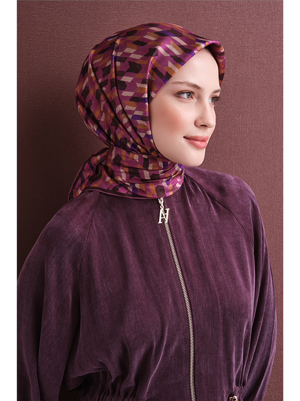 Mürdüm Saf İpek Twill Eşarp 9623d 86-1