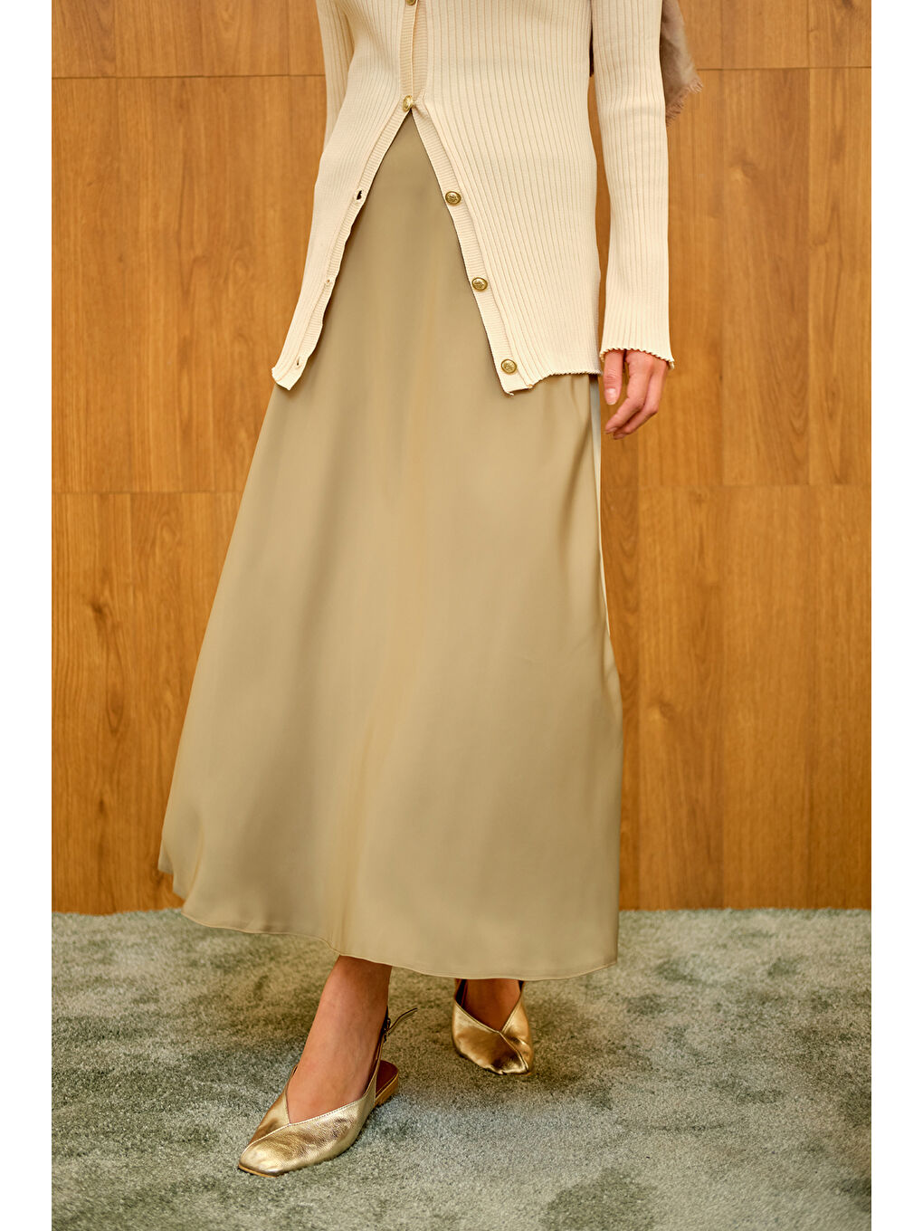 Kadın Saten Etek Yeşil-2