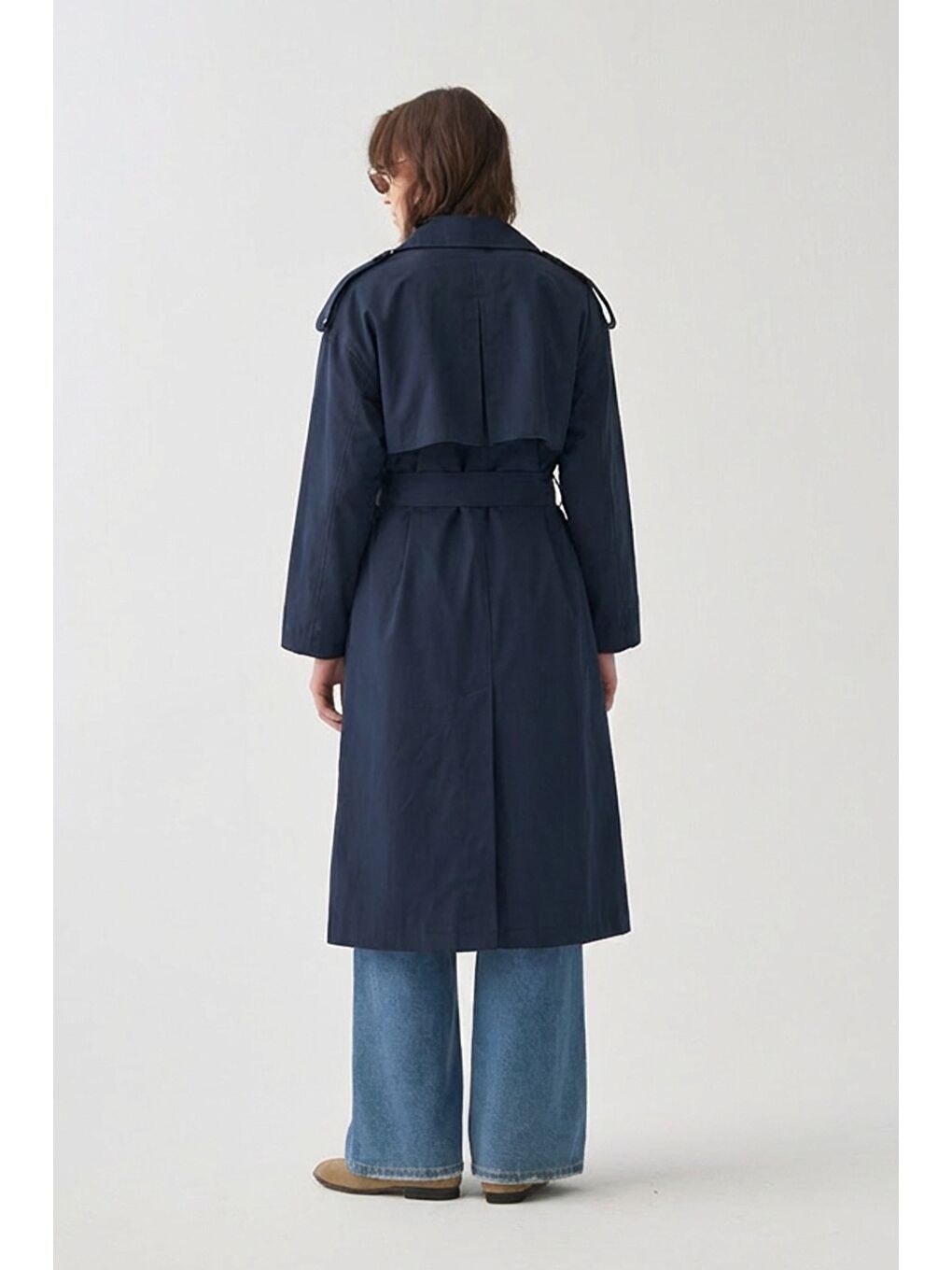 Lacivert-Yaka Apoletli Trençkot-2