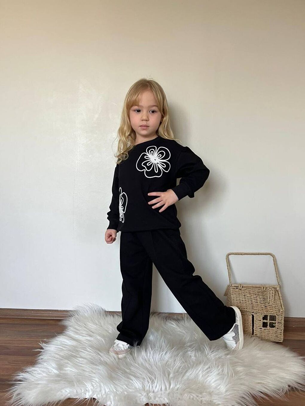 Kız Çocuk İki İplik Elastanlı Alt Üst Takım Siyah-1