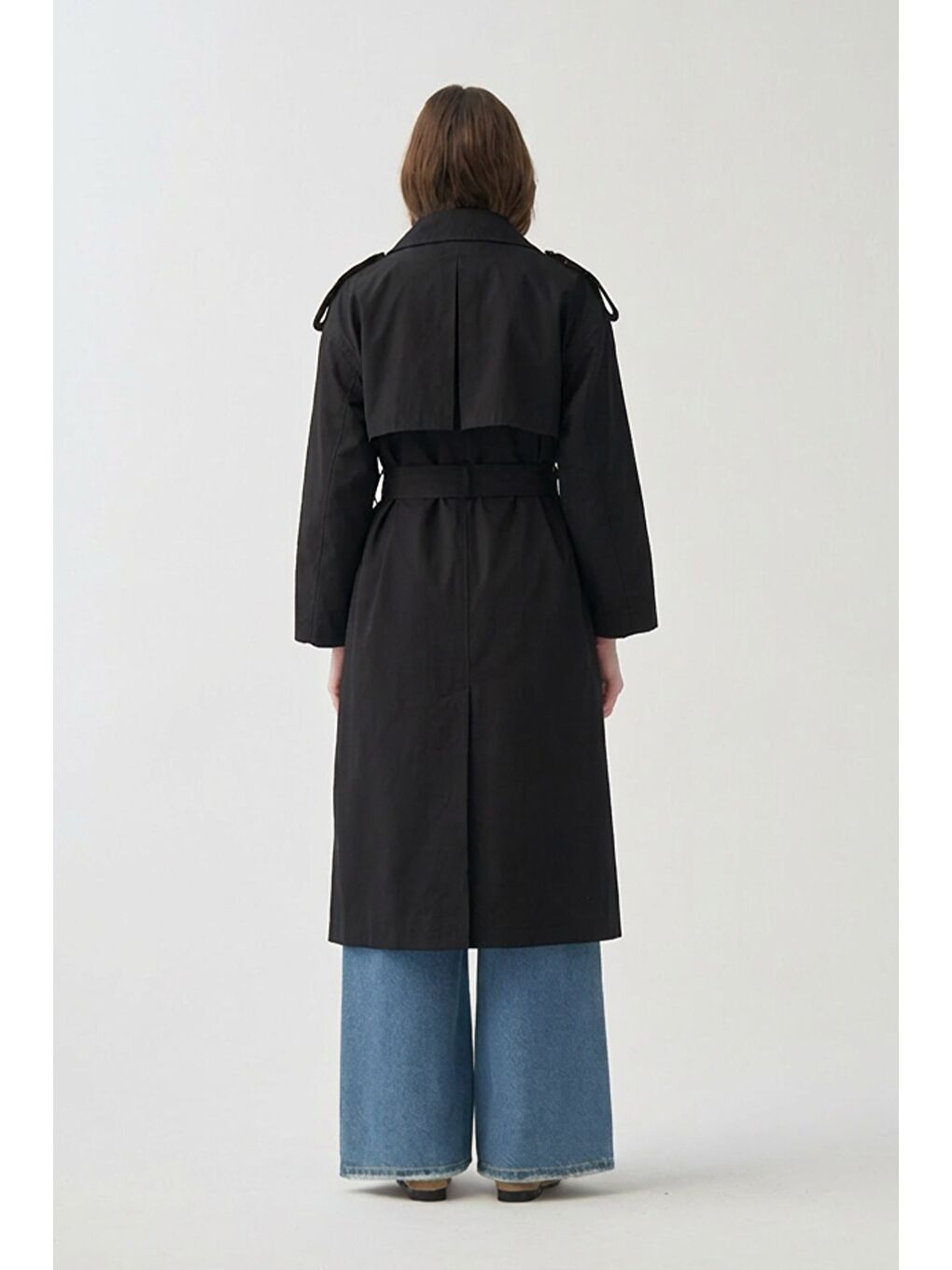 Siyah-Yaka Apoletli Trençkot-2