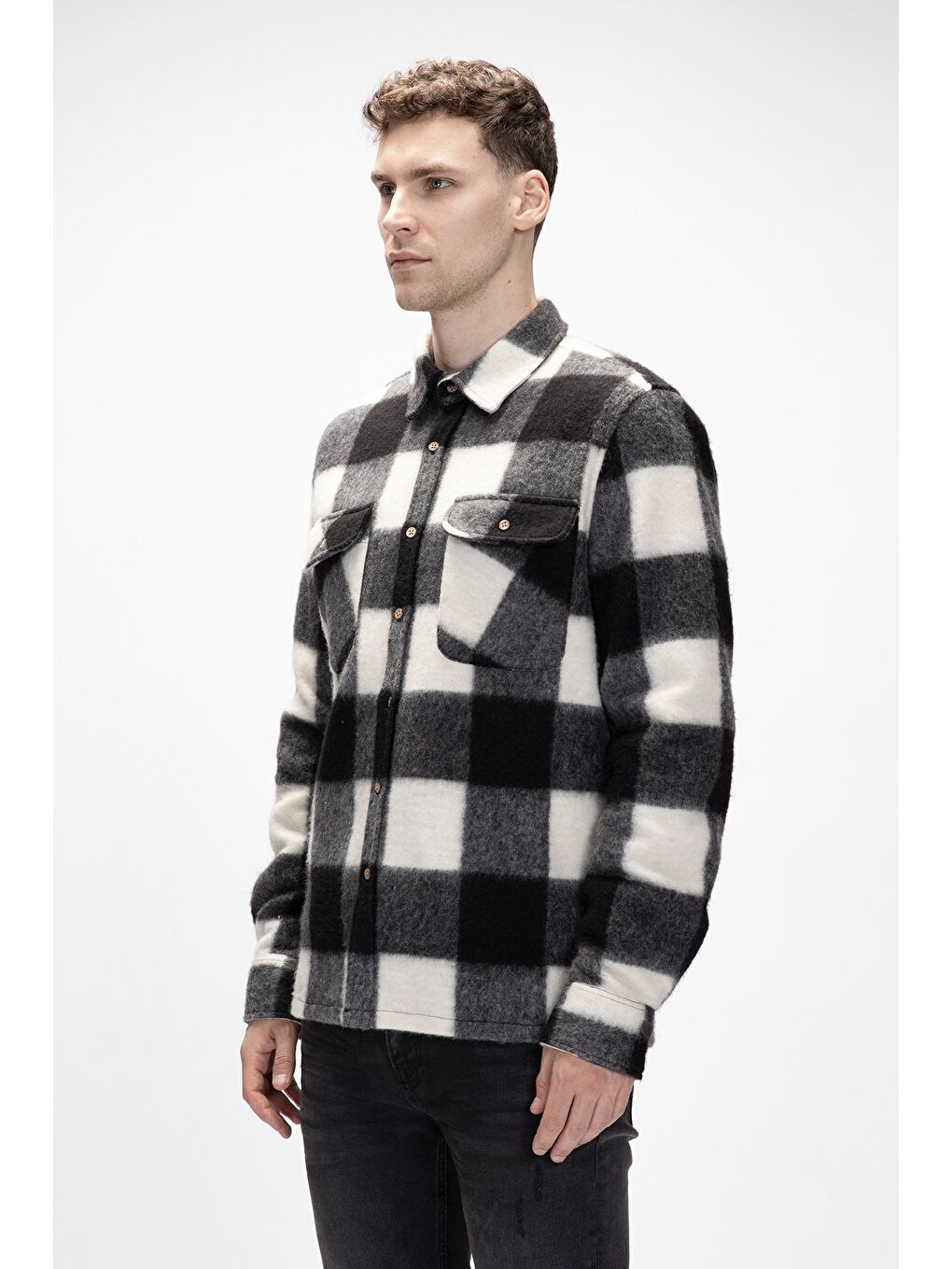 Siyah Torres Si̇yah Erkek Oduncu Gömlek-1