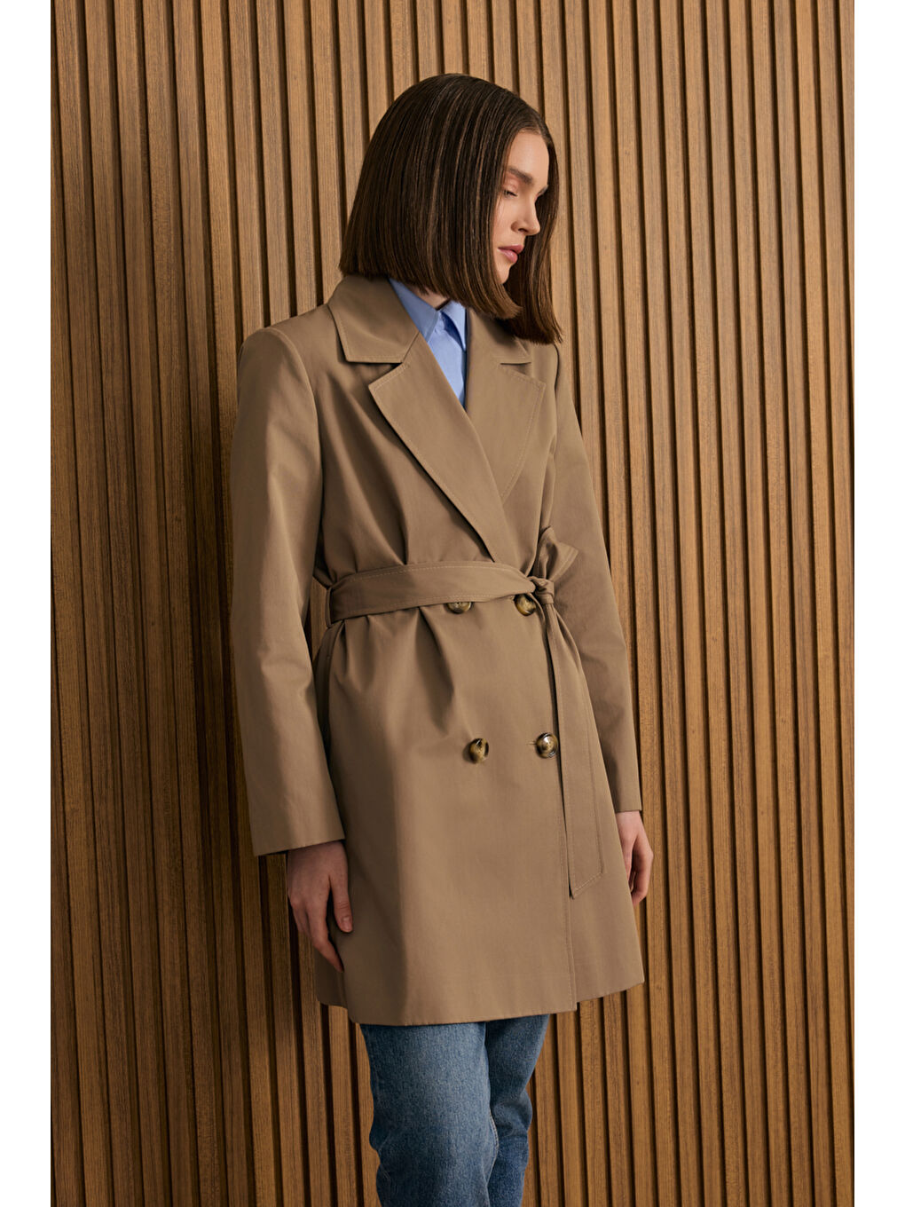 Bej Pamuk Trençkot-1