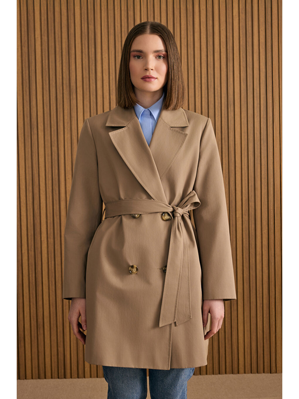 Bej Pamuk Trençkot-2