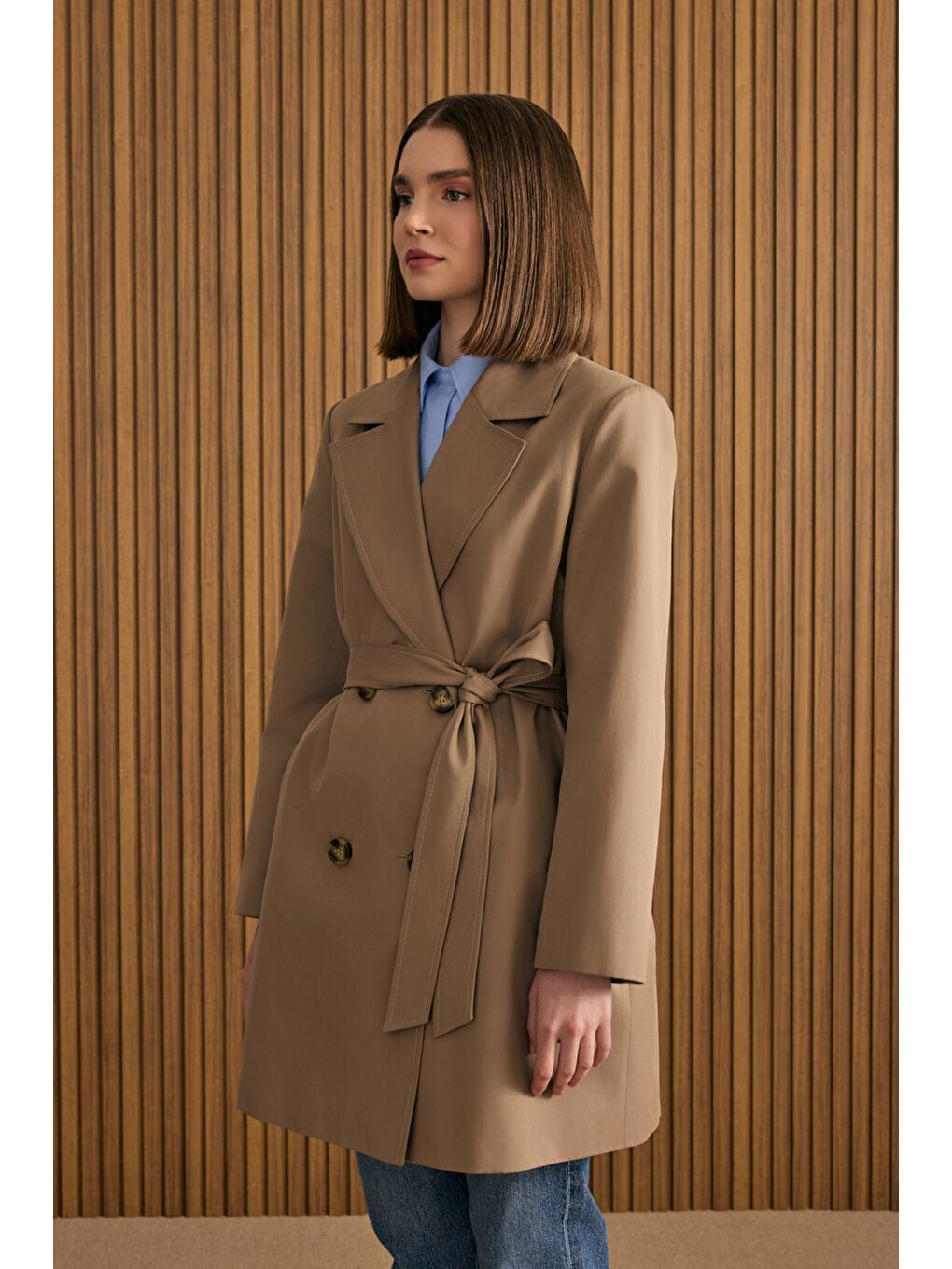 Bej Pamuk Trençkot-3