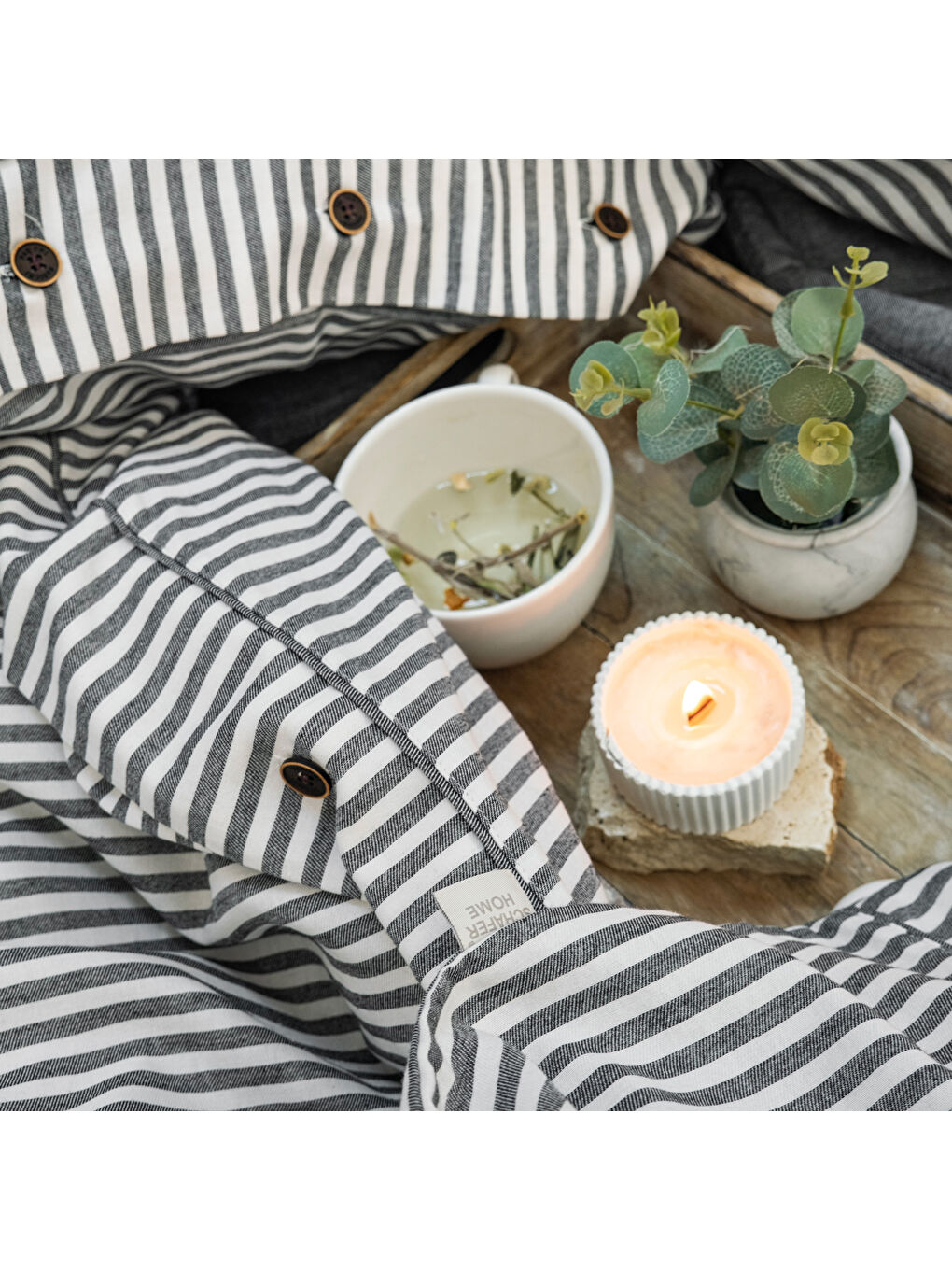 Home Loria Yatak Örtüsü Nevresim Seti 7 Parça-Antrasit-7