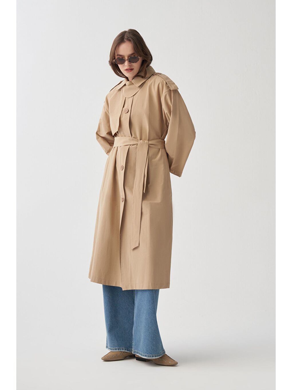 Bej-Yaka Apoletli Trençkot-1