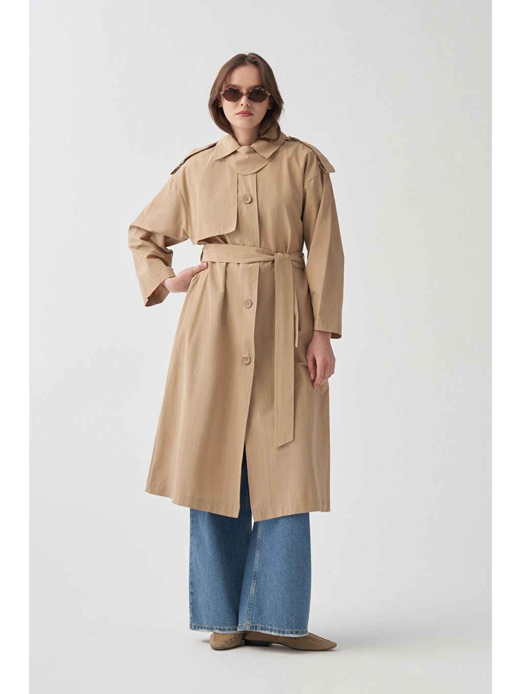 Bej-Yaka Apoletli Trençkot-2