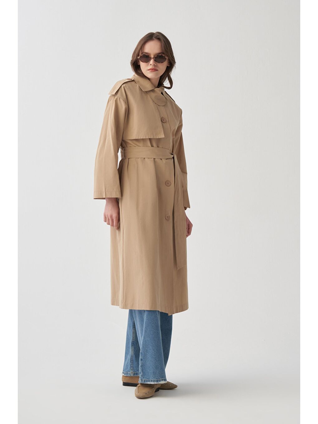 Bej-Yaka Apoletli Trençkot-3