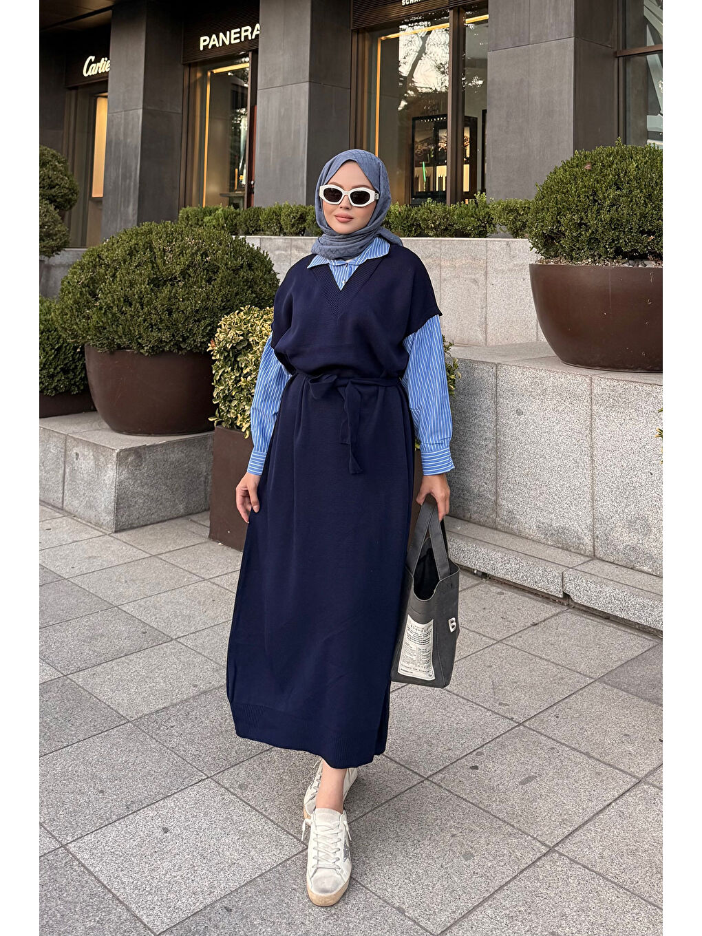 Kadın Garnili Triko Elbise Lacivert