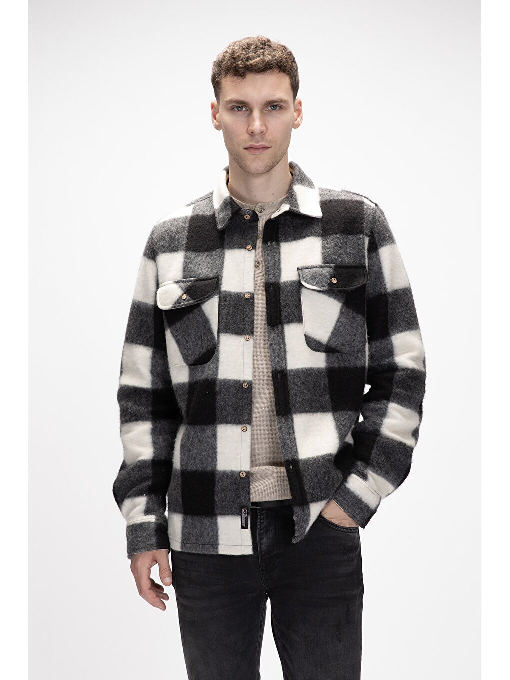 Siyah Torres Si̇yah Erkek Oduncu Gömlek-5